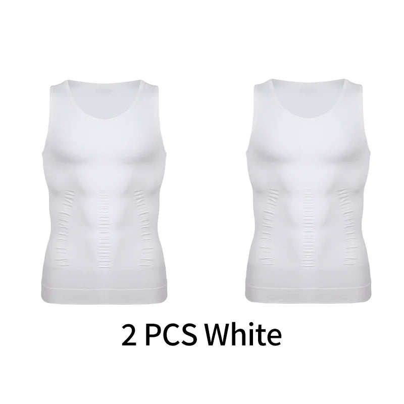 Chaleco moldeador de cuerpo adelgazante para hombre, camisa Abs para Abdomen, entrenamiento de gimnasio delgado, Control de barriga, camiseta sin mangas de compresión, ropa moldeadora sin mangas