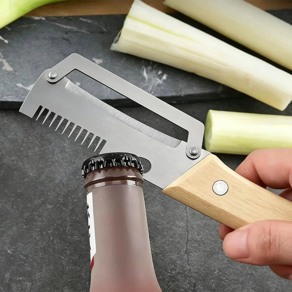 Pelador de Cocina de Acero Inoxidable con Mango de Madera para Pelar y Rebanar Frutas y Verduras, Utensilio de Cocina