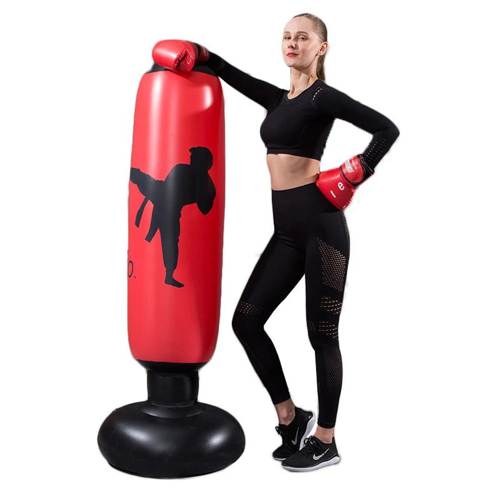 1 unidad de saco de boxeo inflable estilo KO, columna de boxeo, accesorios de entrenamiento para karate y taekwondo