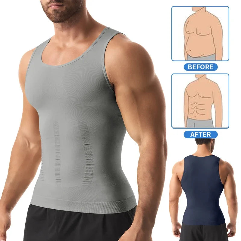 Camiseta de Compresión para Hombre, Chaleco Moldeador, Ropa Interior Reductora, Camiseta sin Mangas