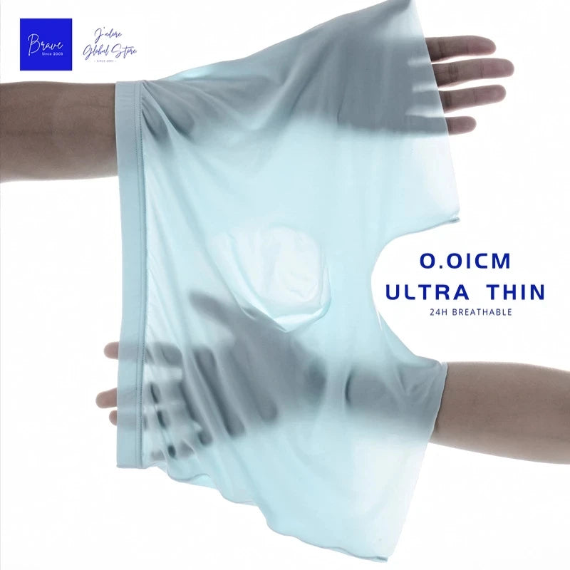 1 unidad de Boxers para hombre, pantalones cortos de seda helada, bragas para hombre, ropa interior Sexy sin costuras, calzoncillos para hombre, bragas transpirables antibacterianas para hombre