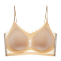 Sujetador superior de seda de hielo transpirable ultrafino para mujer, chaleco Halter con espalda sin costuras, sujetador envolvente, pecho pequeño juntos