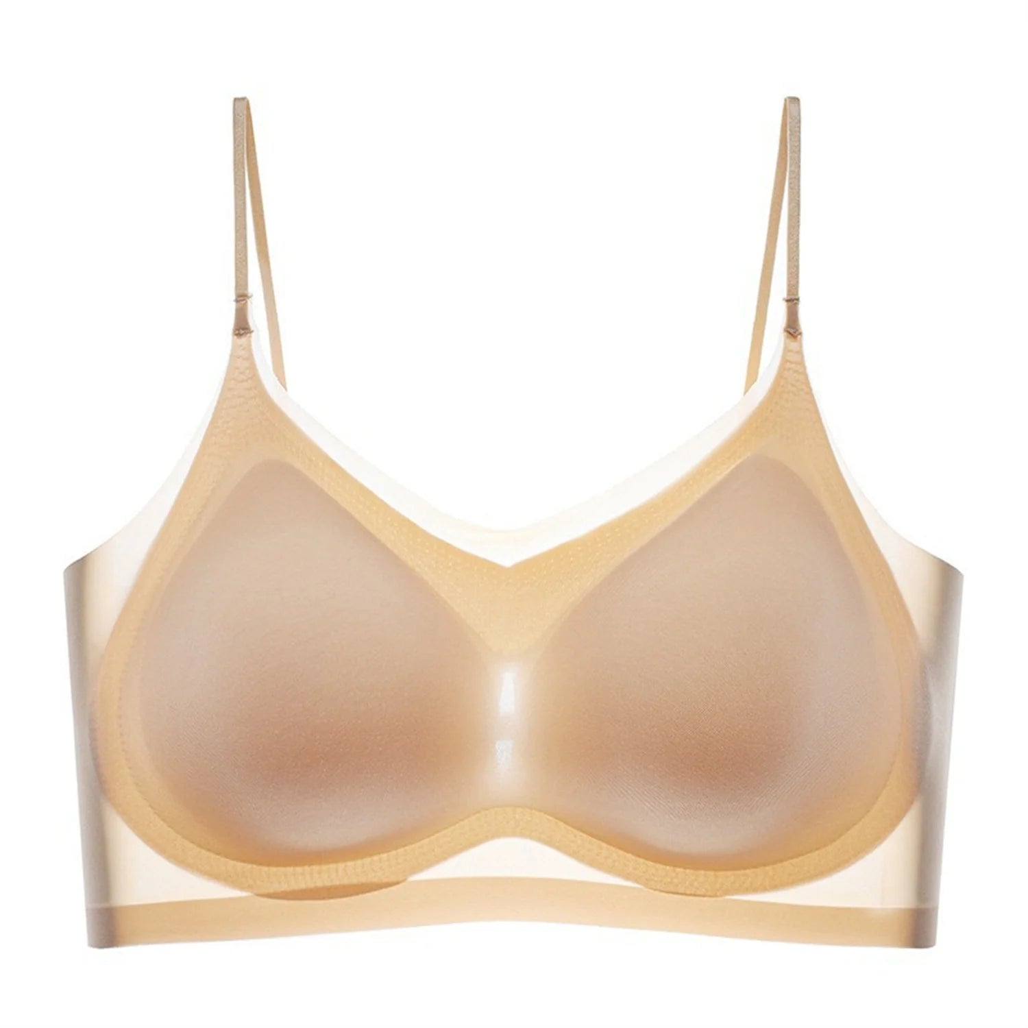 Sujetador superior de seda de hielo transpirable ultrafino para mujer, chaleco Halter con espalda sin costuras, sujetador envolvente, pecho pequeño juntos