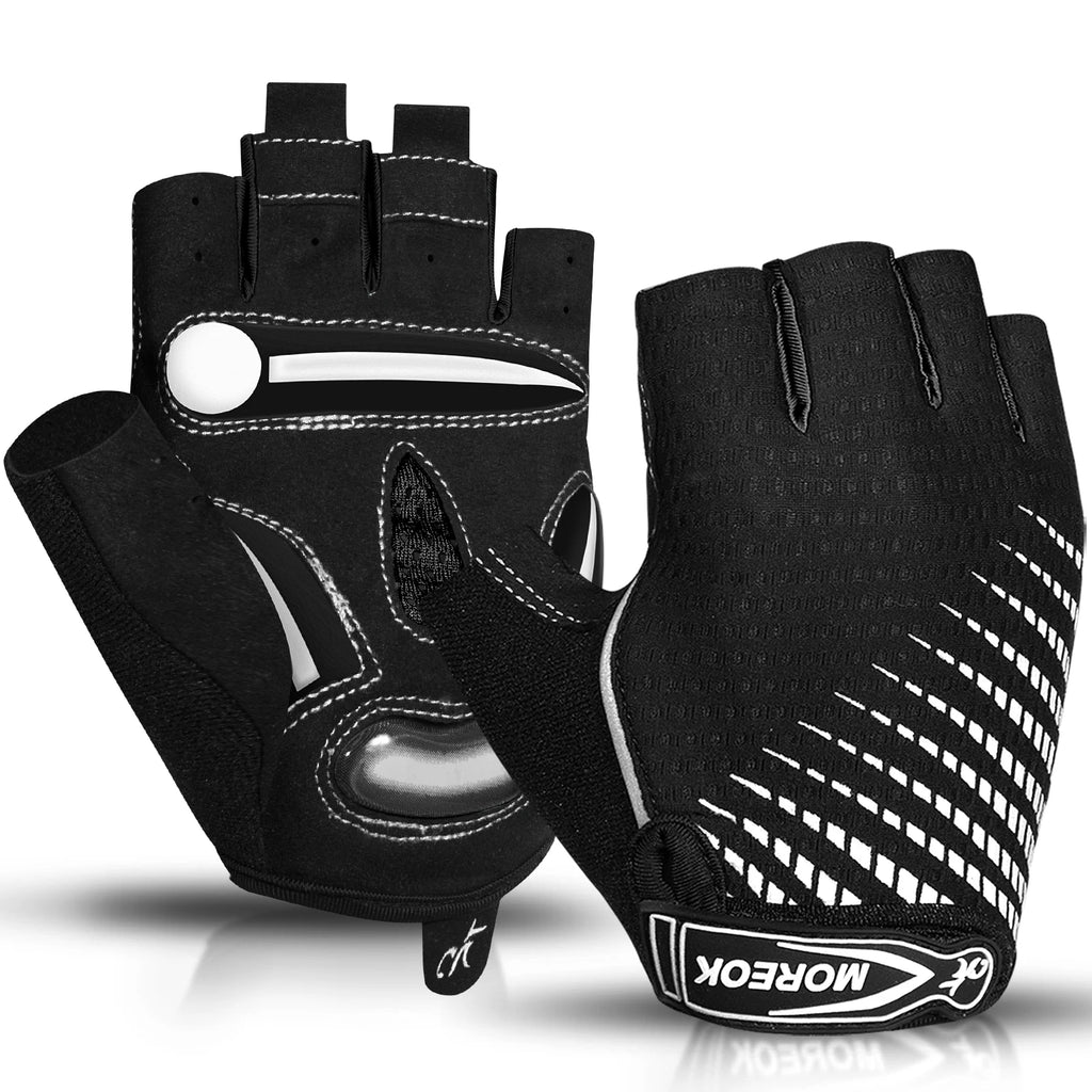 MOREOK Guantes de ciclismo, guantes de bicicleta transpirables, almohadillas de gel de 5 mm, guantes antideslizantes para bicicleta de montaña, guantes de ciclismo de carretera MTB para hombres y mujeres
