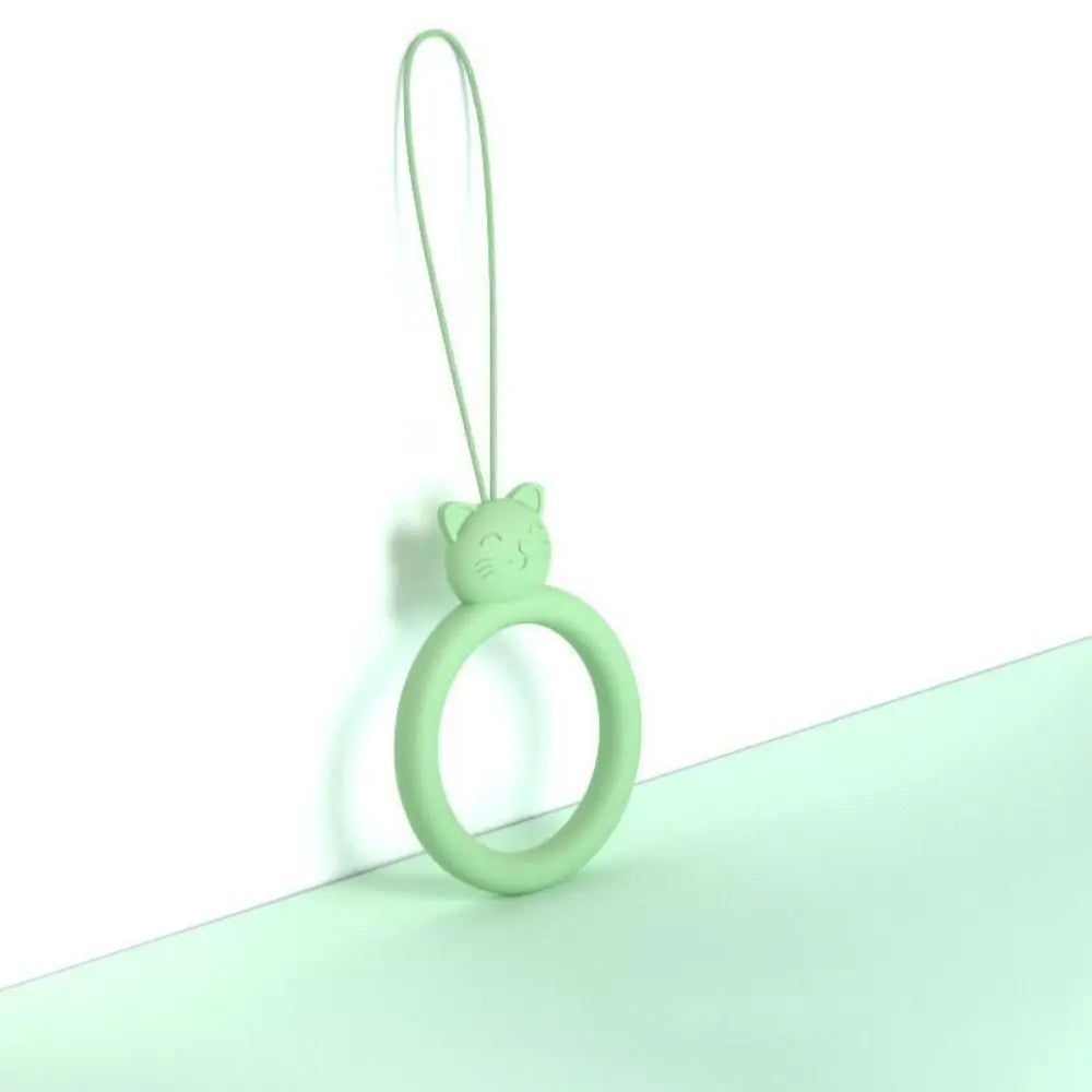 Cordón de anillo de silicona con forma de gato para teléfono móvil, colgante corto de dibujos animados, disco en U creativo, novedad