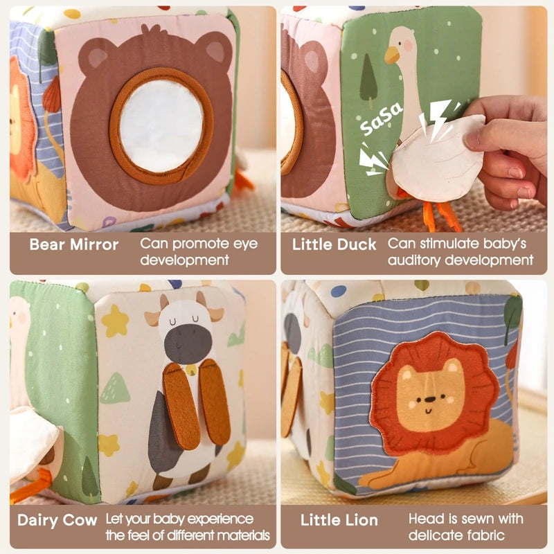 Juguete Montessori para bebé, caja de pañuelos mágicos de algodón, juego de mesa ocupado para ejercicio de los dedos, juguete educativo, juego de sonajero suave, libro de tela, regalo