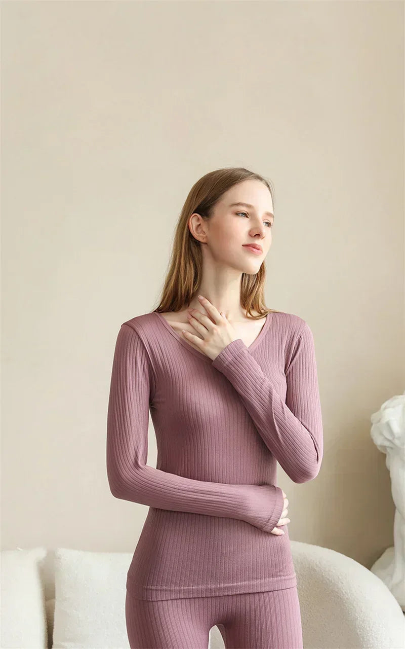 Ropa interior térmica cálida para mujer, ropa íntima Sexy para mujer, Calzoncillos largos con forma de mujer, ropa térmica moldeadora de cuello medio para mujer