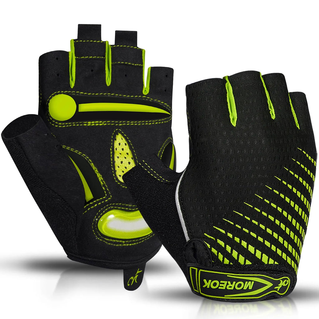 MOREOK Guantes de ciclismo, guantes de bicicleta transpirables, almohadillas de gel de 5 mm, guantes antideslizantes para bicicleta de montaña, guantes de ciclismo de carretera MTB para hombres y mujeres