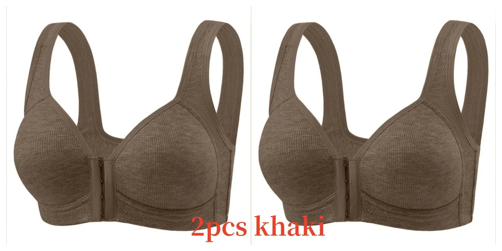 Sujetador de mujer sin aros con cierre frontal, color sólido, cobertura total, copas fijas, más consideradas para personas de mediana edad y mayores individuales