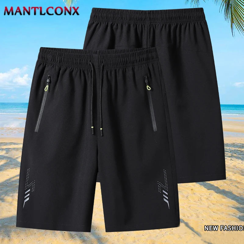 Pantalones Cortos Deportivos de Verano para Hombre, Ropa Deportiva Fresca, Pantalones Cortos Deportivos Casuales, Pantalones Cortos para Gimnasio, Entrenamiento, Correr, Color Negro y Gris