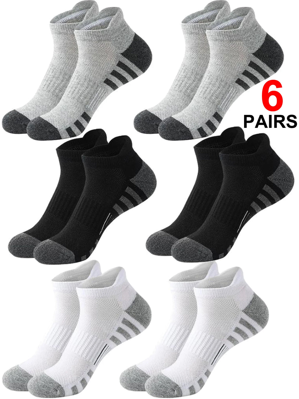 6/24 pares de calcetines deportivos tobilleros para correr, calcetines deportivos acolchados y transpirables de corte bajo para hombres y mujeres