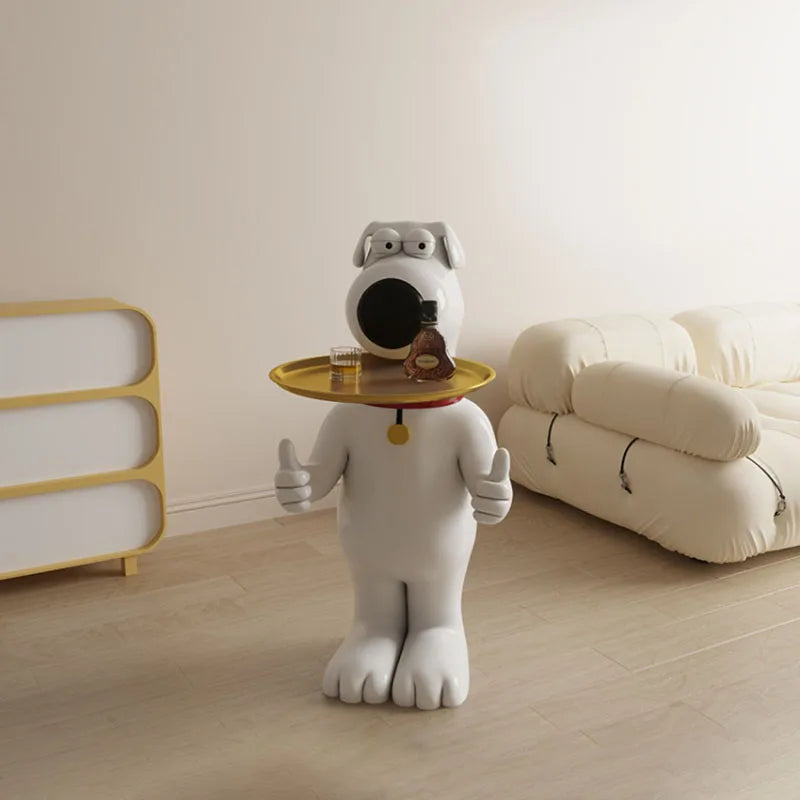 Estatua de perro de dibujos animados para decoración del hogar, estatuilla de resina grande, accesorios creativos para sala de estar, escultura Nórdica