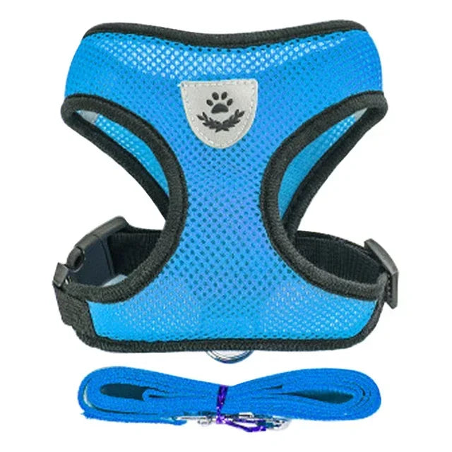 Arnés tipo chaleco para gatos, correa para pasear, collar para cachorros, arnés de malla ajustable de poliéster para perros pequeños y medianos, accesorios para mascotas