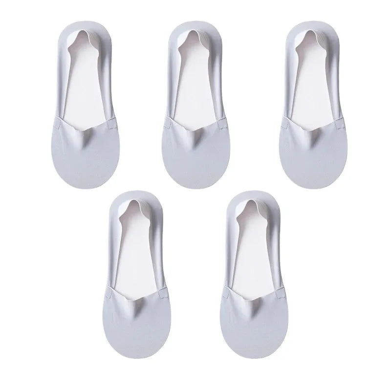 5 pares de calcetines para mujer, transpirables, invisibles, de silicona, antideslizantes, de color sólido, calcetines tipo barco, cómodos, de alta calidad, invisibles, ultrafinos
