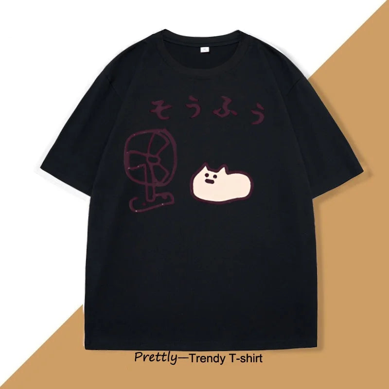 Camiseta de estilo japonés para hombre y mujer, camiseta divertida de manga corta de algodón, camisetas gráficas, ropa de calle de verano, camisetas estampadas
