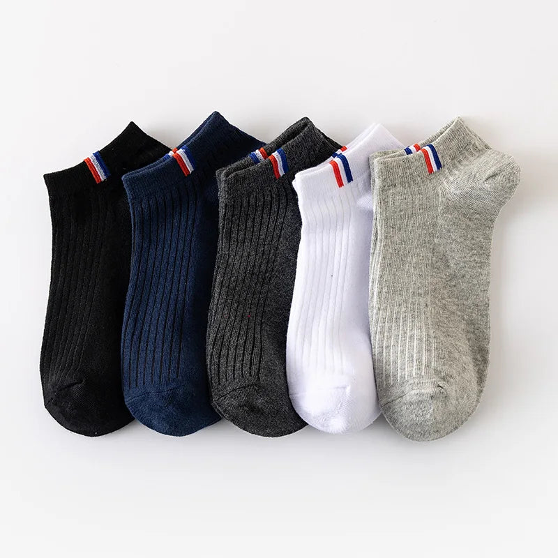 5 pares de calcetines finos de verano para hombre en colores variados, calcetines casuales transpirables.
