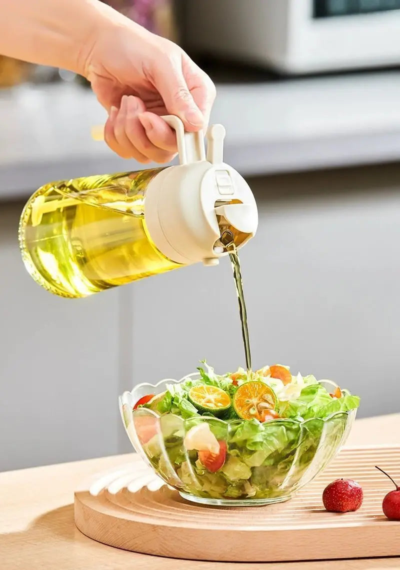 Dispensador de aceite en aerosol 2 en 1 para cocina, pulverizador de aceite o solo cepillo pulverizador para freír al aire, ensaladas, asar, cocinar en la cocina