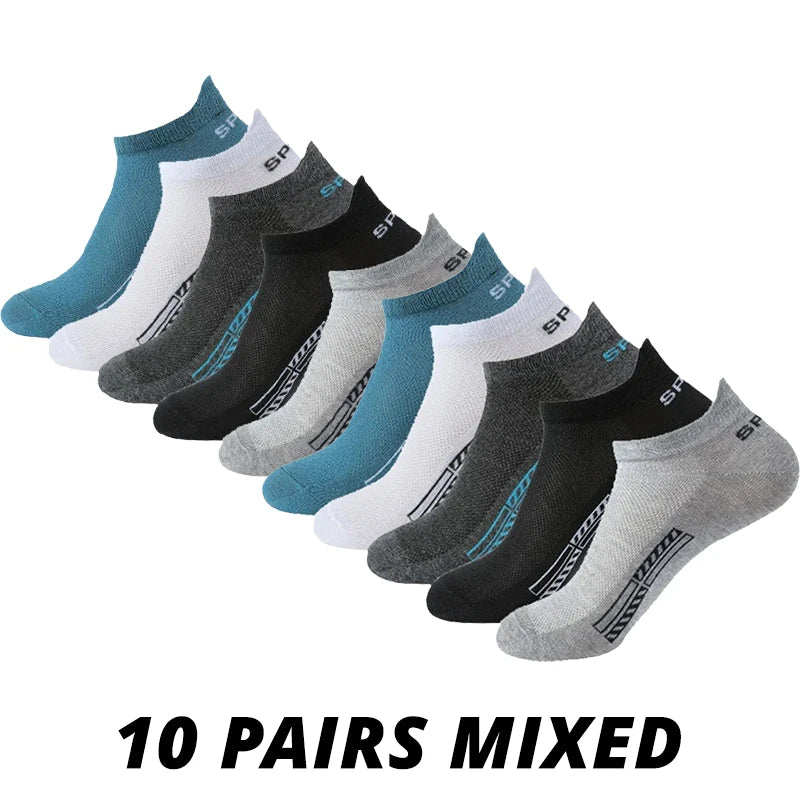 5/10/20 pares de calcetines deportivos de poliéster transpirables de malla fina de verano para hombre calcetines cortos absorbentes de sudor