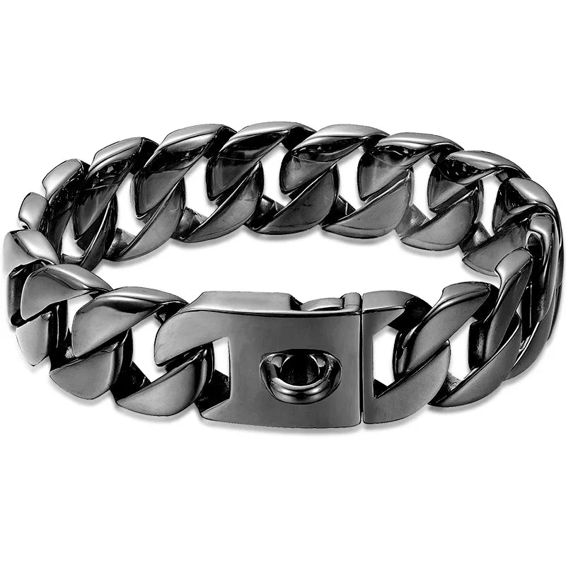 Collar de perro de oro fundido de acero inoxidable fuerte de 32mm, Collar con hebilla sólida, cadena para perro grande de lucha contra el bulto