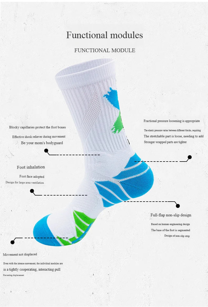 Calcetines deportivos profesionales para hombre, medias de tubo alto, con fondo grueso, absorbente de golpes, contraste de Color, Elite, 1 par