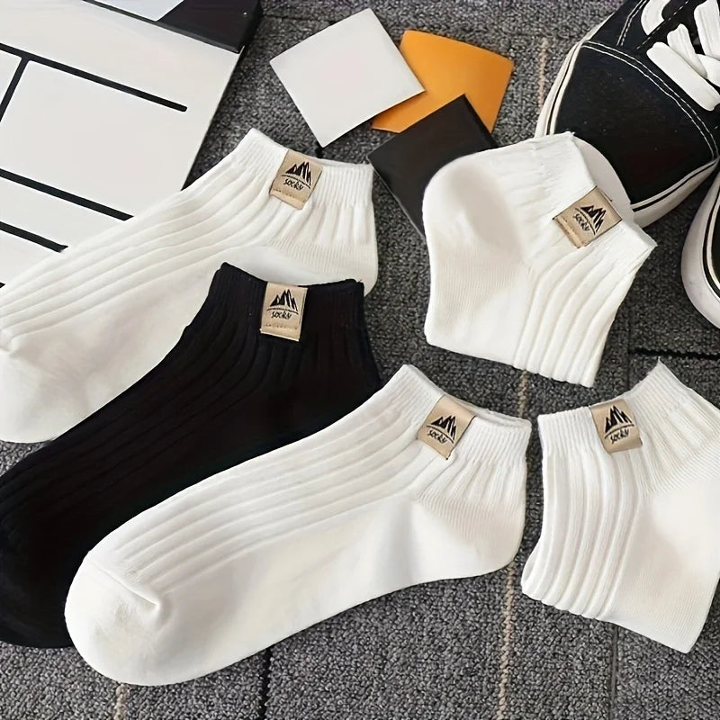 5/10 pares de calcetines casuales de alta calidad para deportes al aire libre para hombres en Color blanco y negro calcetines cómodos y suaves para hombres