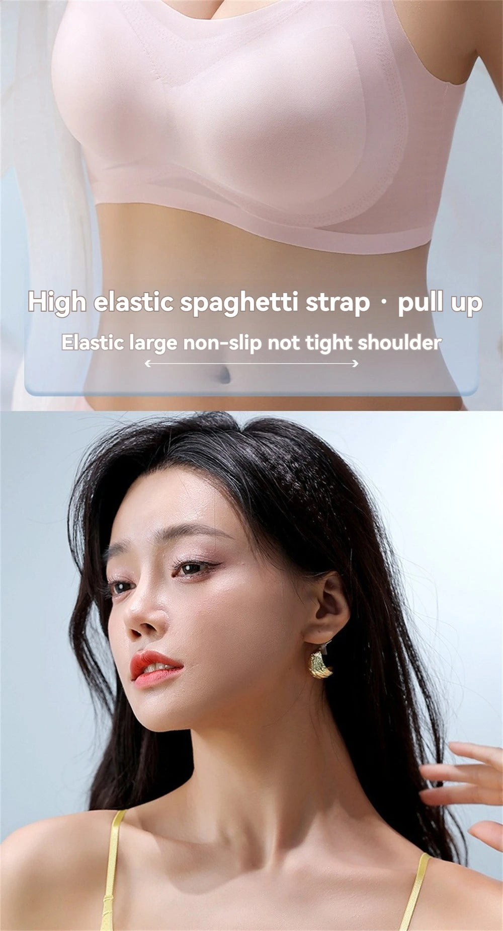 Sujetador superior de seda de hielo transpirable ultrafino para mujer, chaleco Halter con espalda sin costuras, sujetador envolvente, pecho pequeño juntos