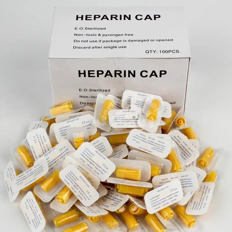 100 Uds. Gorro Heparin estéril IV cánula gorros Heparin para animales de compañía perro gato suministros veterinarios
