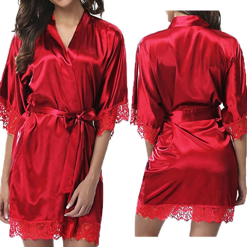 1 pieza de ropa interior para mujer, bata brillante, pijama de seda helada, camisón de talla grande, ropa de casa, tendencia de moda