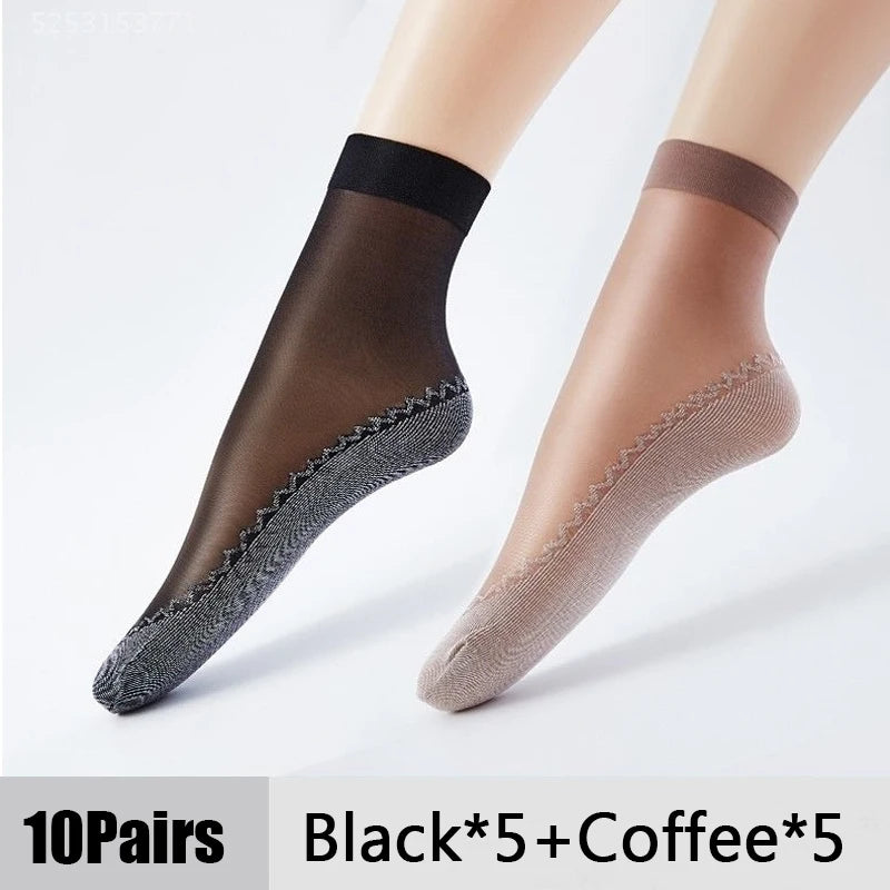 Calcetines transpirables ultrafinos para mujer, medias suaves, informales, ligeras, transparentes, para primavera y verano, 10 pares，calcetines dedos，calcetin mujer，calcetines dedos separados para mujer