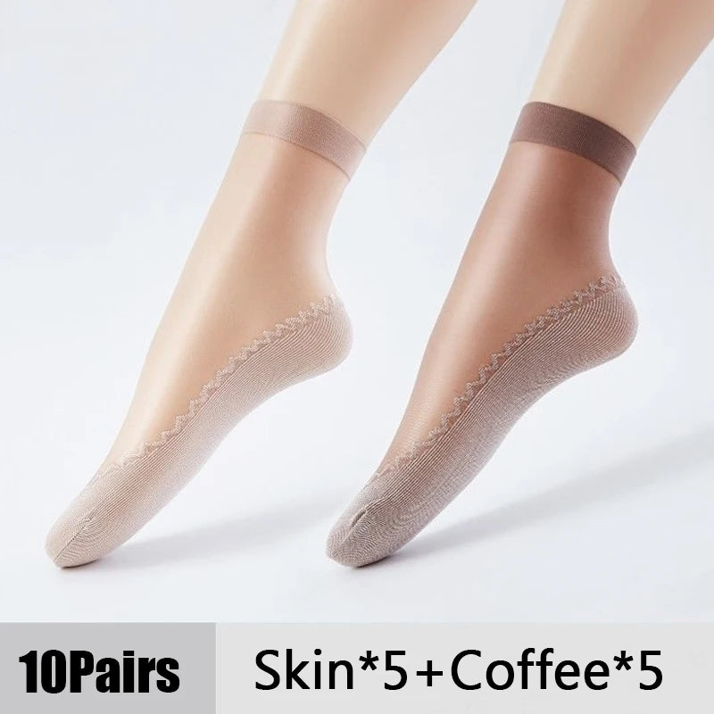 Calcetines transpirables ultrafinos para mujer, medias suaves, informales, ligeras, transparentes, para primavera y verano, 10 pares，calcetines dedos，calcetin mujer，calcetines dedos separados para mujer