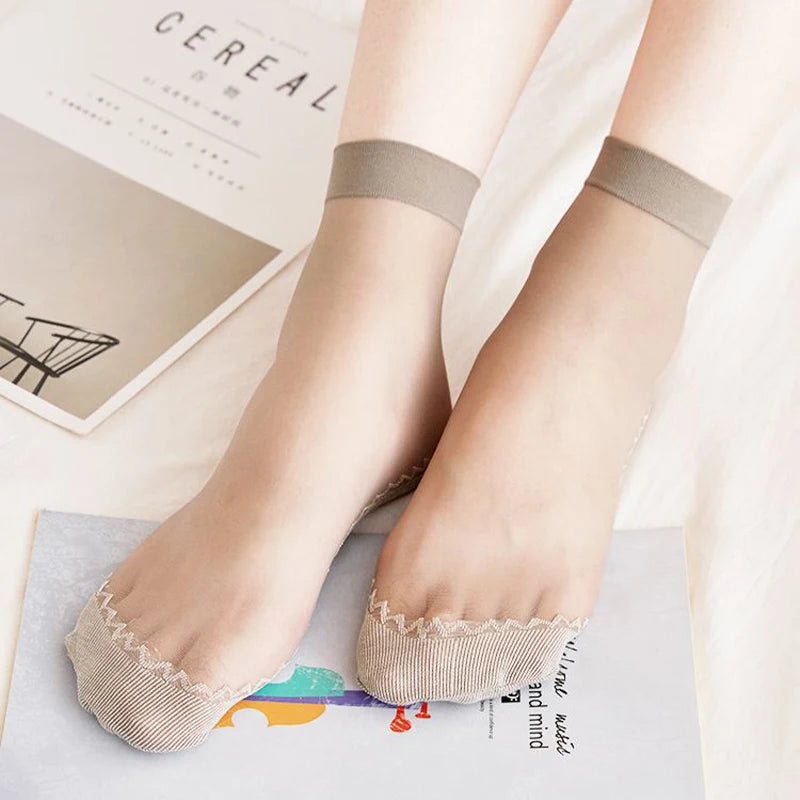 Calcetines transpirables ultrafinos para mujer, medias suaves, informales, ligeras, transparentes, para primavera y verano, 10 pares，calcetines dedos，calcetin mujer，calcetines dedos separados para mujer