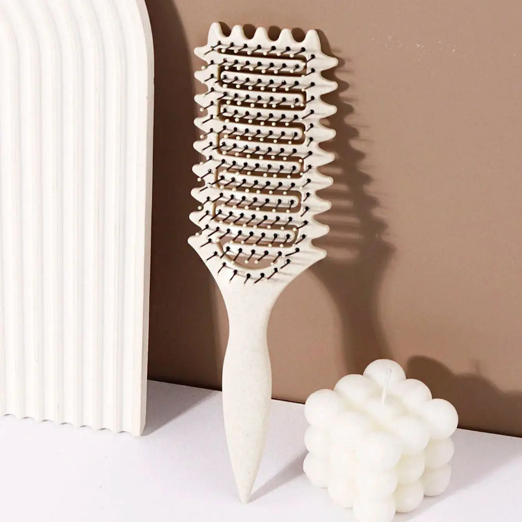 Cepillo de peinado rizado: peine de masaje hueco, melena de nailon, mango de plástico ABS, agarre cómodo Especial para pelucas de cabello real