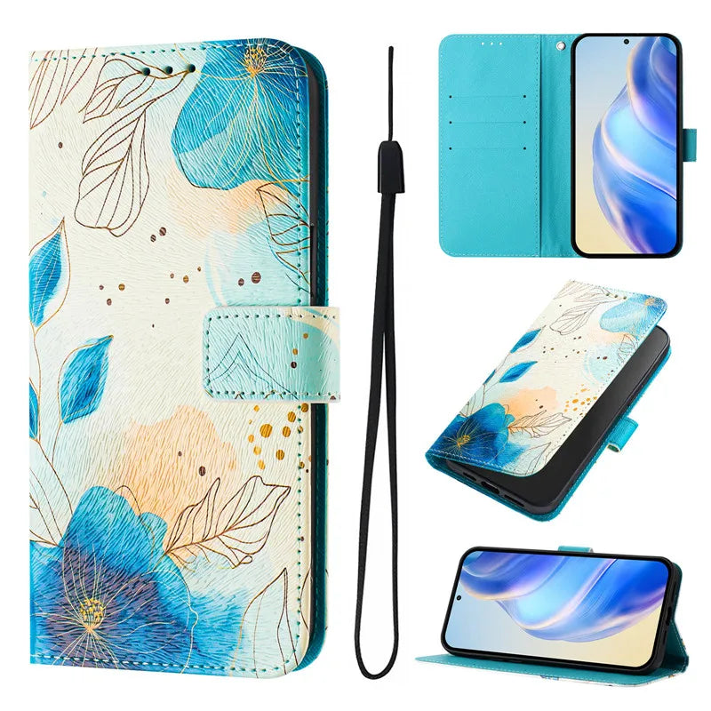13 Funda de teléfono de cuero para iPhone 13 12 Mini 11 Pro 13Pro 12Pro Max 11Pro Coque Flip Cover Wallet fundas pintadas magnéticas gato oso