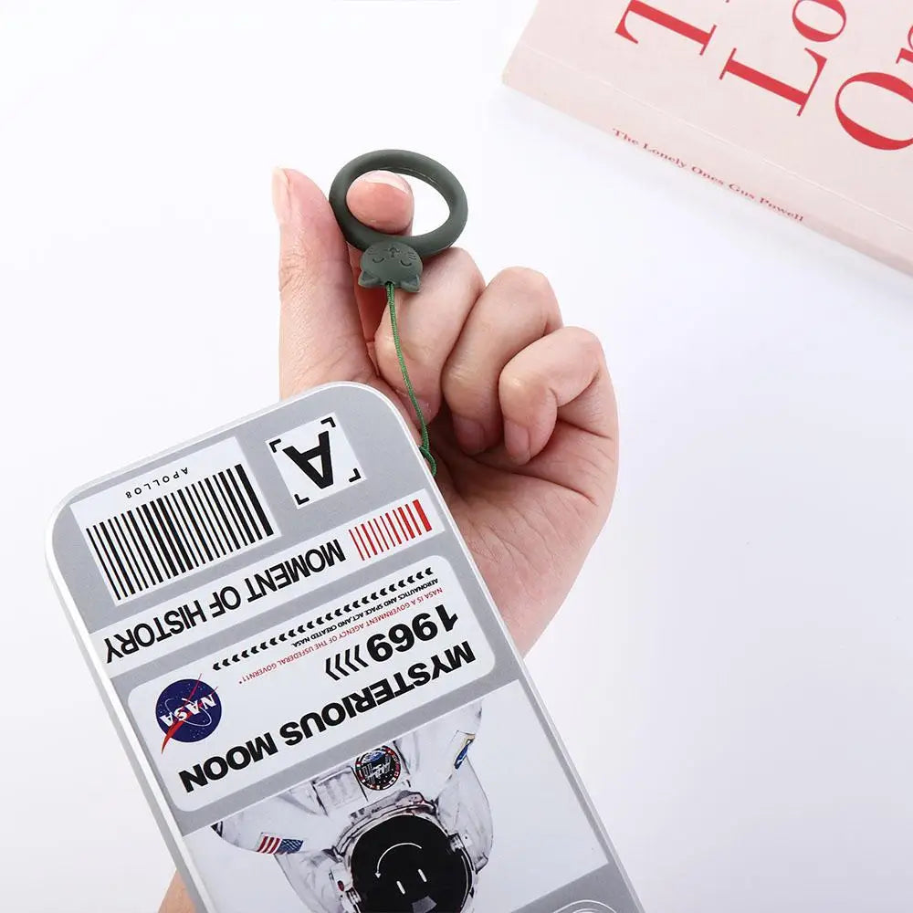 Cordón de anillo de silicona con forma de gato para teléfono móvil, colgante corto de dibujos animados, disco en U creativo, novedad