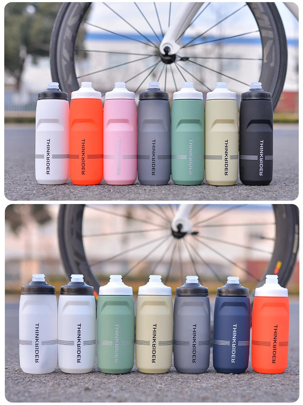 ThinkRider-botella de agua para bicicleta de montaña y carretera, botella de plástico portátil de gran capacidad para deportes al aire libre, 620ml/750ml