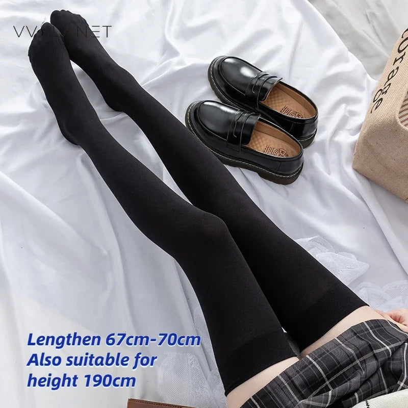 Calcetines largos de terciopelo por encima de la rodilla para mujer y niña, uniforme de alta elasticidad, antideslizantes, ajustados, altura de 190cm