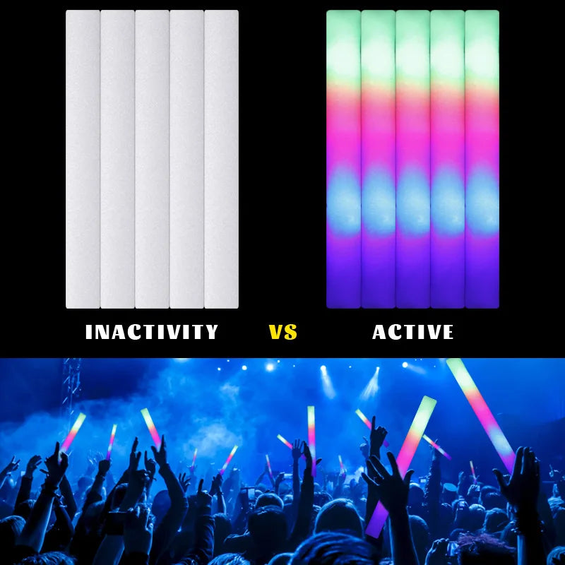 15/30 Uds. Barras luminosas LED a granel coloridas RGB, barra de espuma brillante, tubo de animación, luz oscura para suministros para fiesta de boda, cumpleaños y Navidad