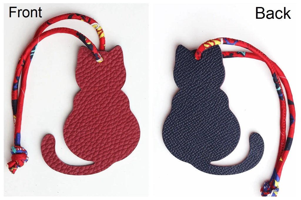 Llavero con doble cara de piel auténtica de grano completo de cocodrilo, gato de la suerte, cachorro, perro, caballo, mochila, colgante, Animal, bolso de mujer