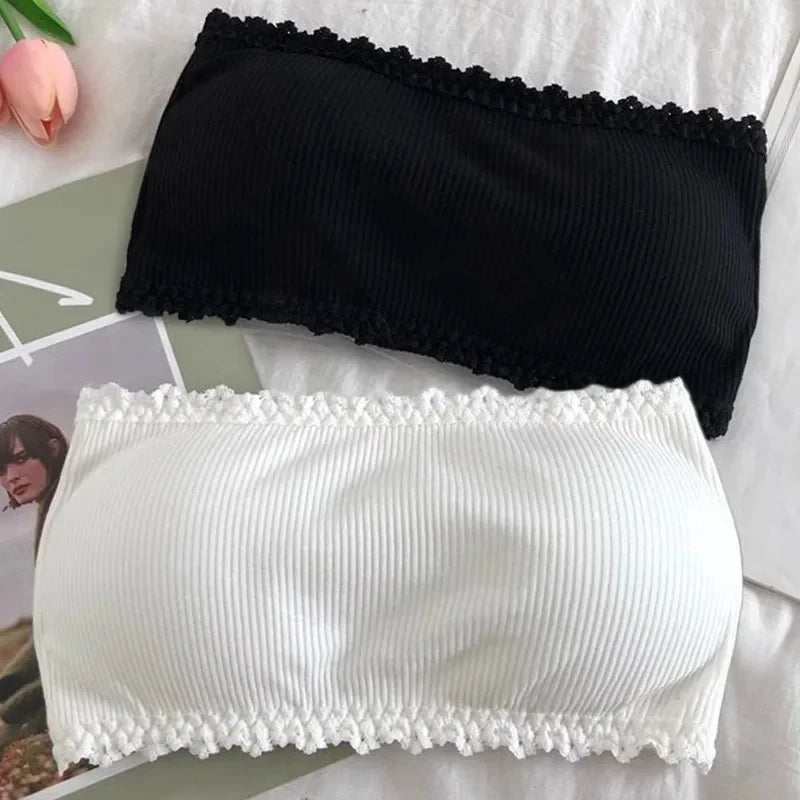 Sujetadores sin tirantes de verano para mujer, Tops sexis de encaje en la espalda para el pecho, ropa interior transpirable sin costuras, sujetador Invisible sólido para envolver el pecho