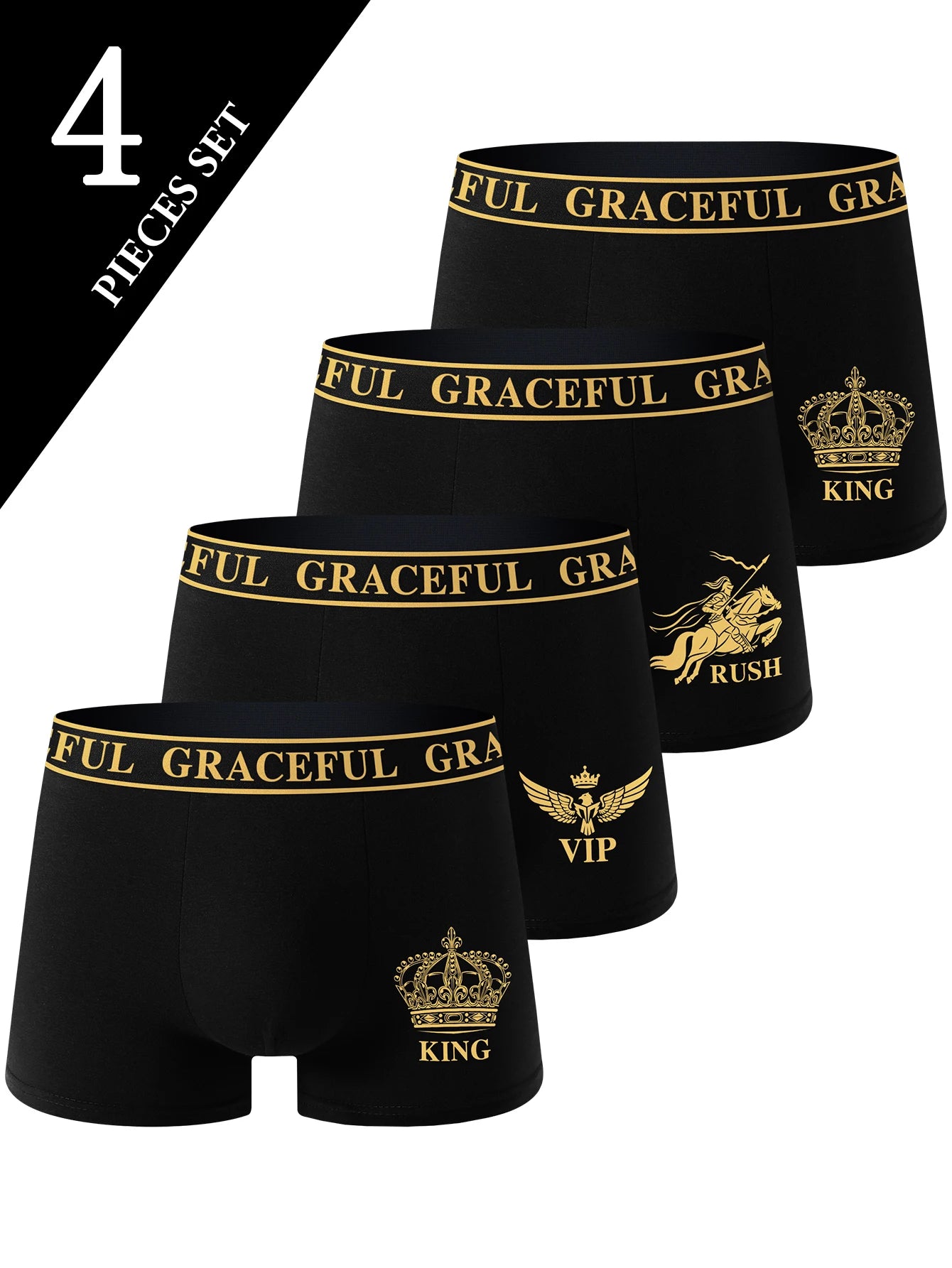 Ropa interior para hombre de 4 piezas, calzoncillos Boxer suaves y transpirables y cómodos para hombre, pantalones deportivos informales negros de alta calidad para hombre