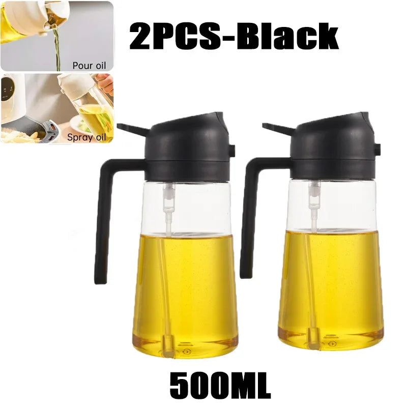 Dispensador de aceite en aerosol 2 en 1 para cocina, pulverizador de aceite o solo cepillo pulverizador para freír al aire, ensaladas, asar, cocinar en la cocina