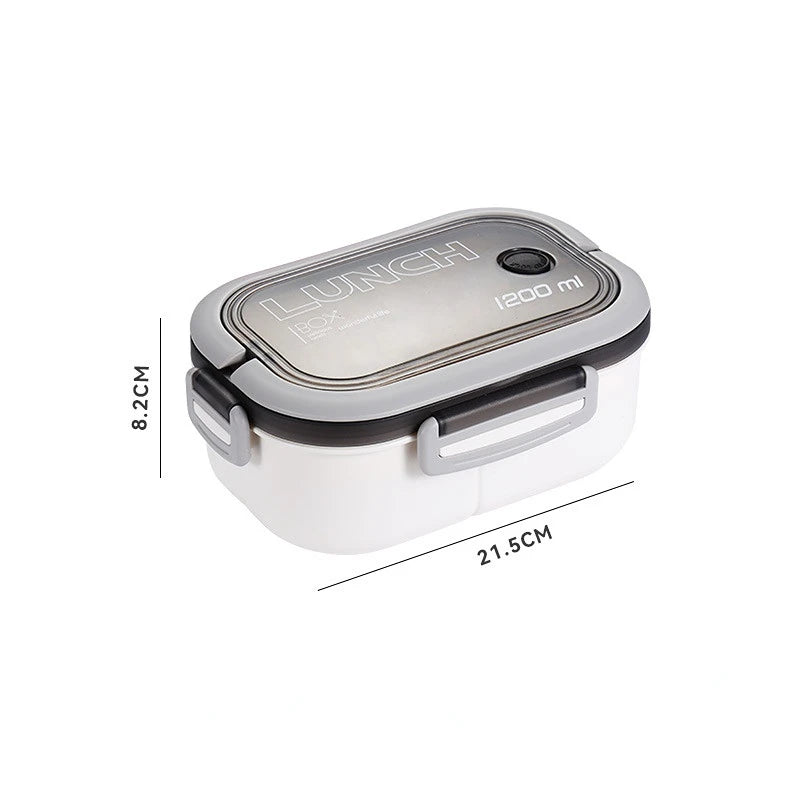 Fiambrera Bento de 2 capas con cuchara y tenedor para niños, contenedores de comida de Microwae de alta capacidad, portátiles, a prueba de fugas, para oficina y Camping, 1200ML