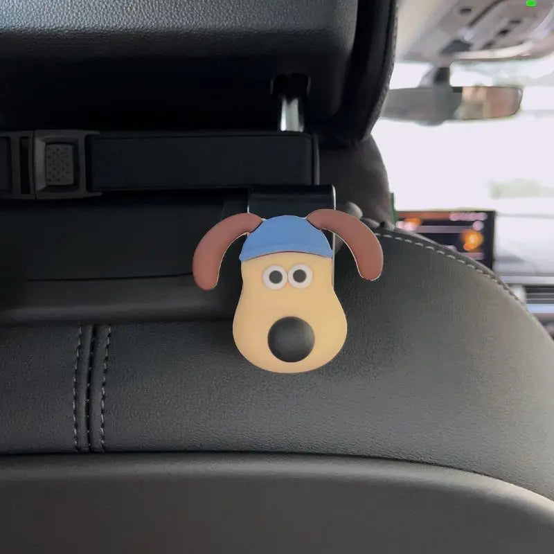 Gancho trasero para asiento de coche con cabeza de perro, decoración tridimensional 3D para asiento trasero de coche, accesorios decorativos para Interior