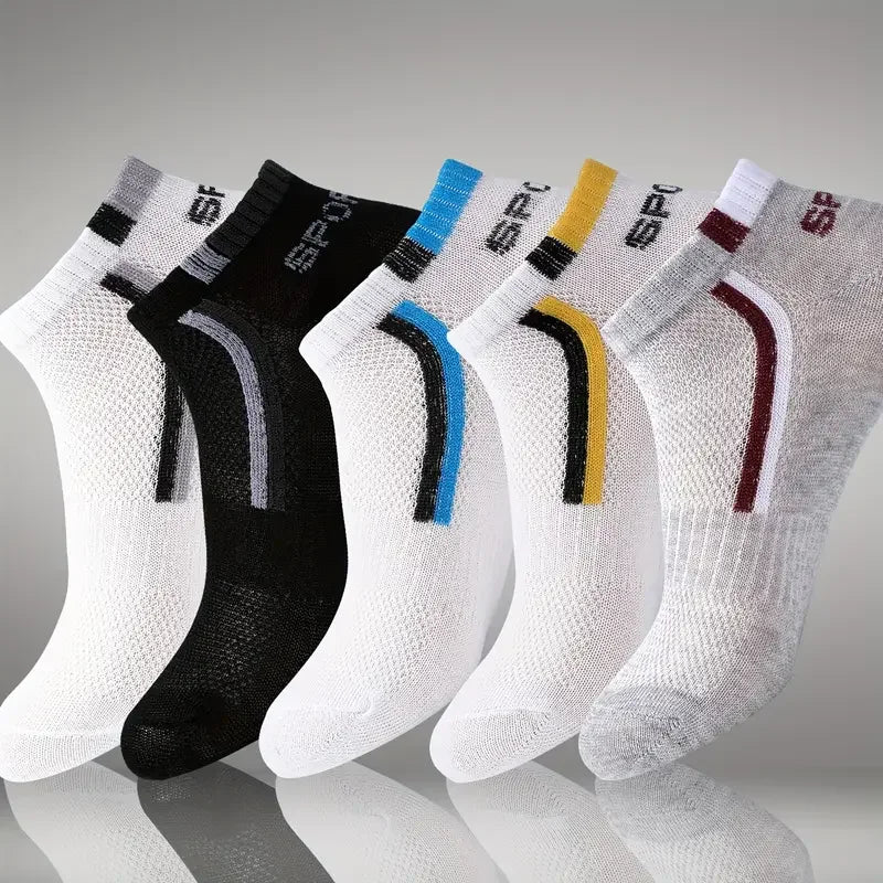 30 pares de calcetines de hombre de malla transpirable calcetines cortos casuales Color-block calcetines deportivos calcetines deportivos absorben el sudor tobillo