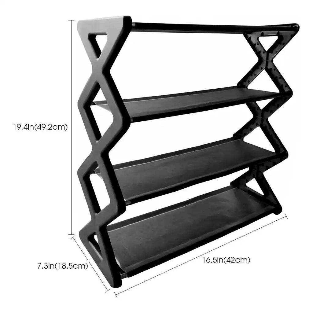 Zapatero de 4 Niveles en Forma de X, Multifuncional, a Prueba de Polvo, para Dormitorios, Entradas, Pasillos y Habitaciones