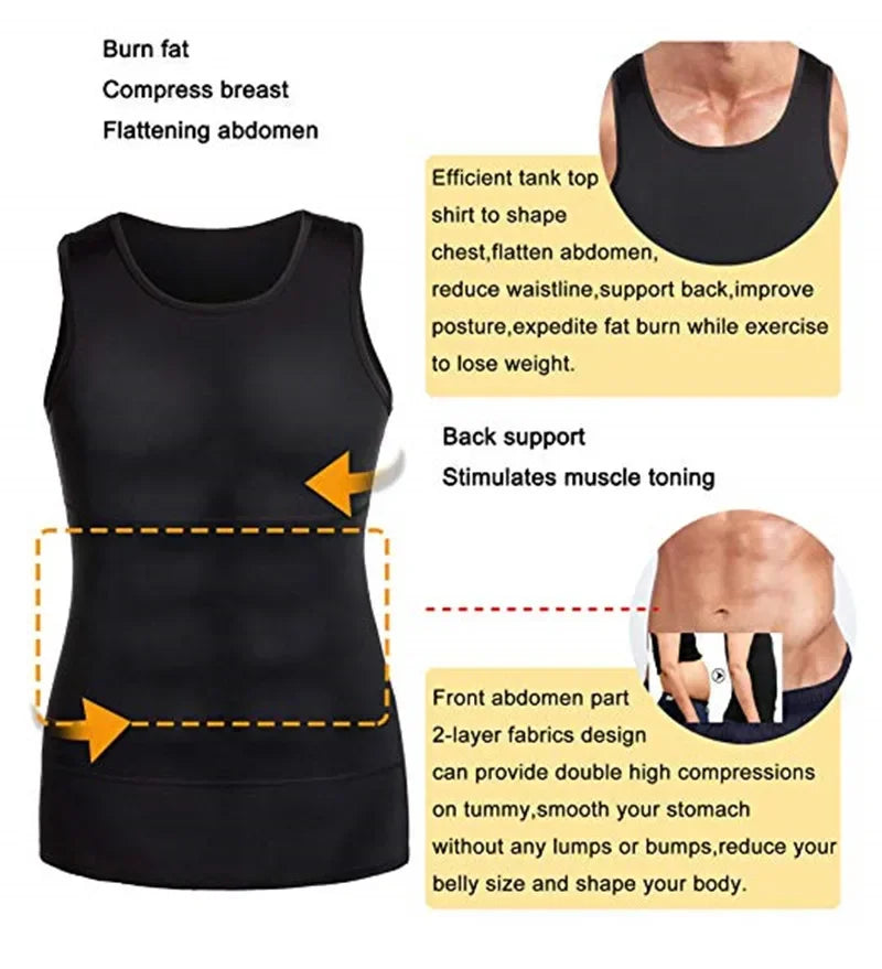 2/1 chaleco adelgazante para hombre, Body adelgazante, corsé de cintura adelgazante, chaleco adelgazante, ropa moldeadora adelgazante con recorte de barriga