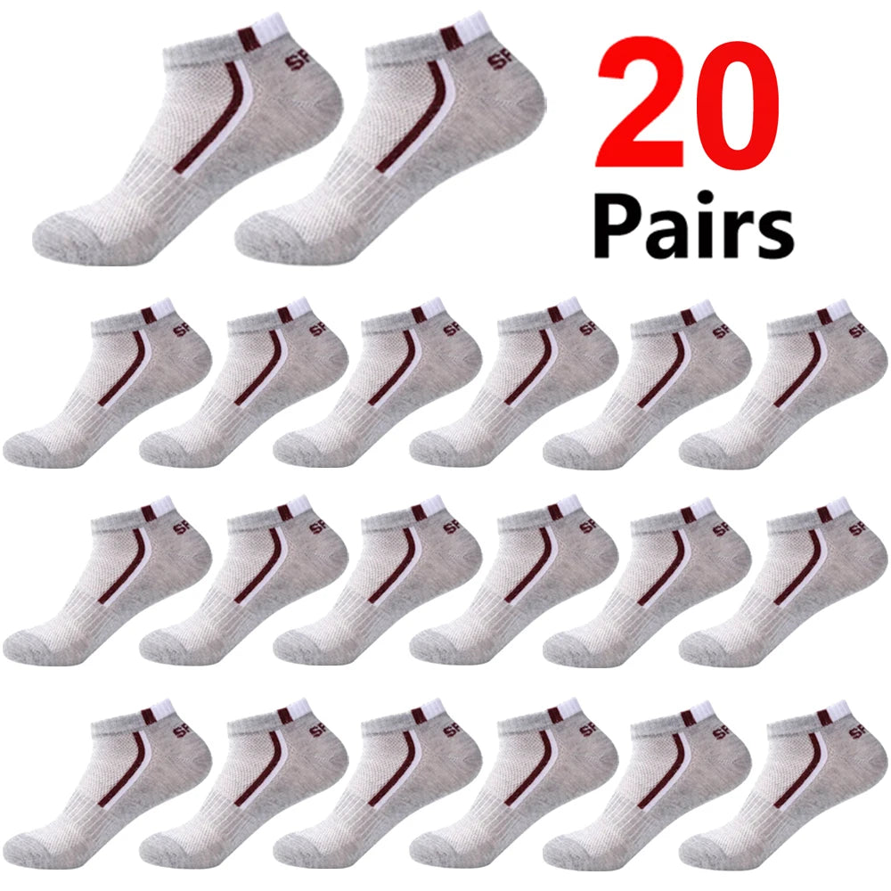 30 pares de calcetines de hombre de malla transpirable calcetines cortos casuales Color-block calcetines deportivos calcetines deportivos absorben el sudor tobillo