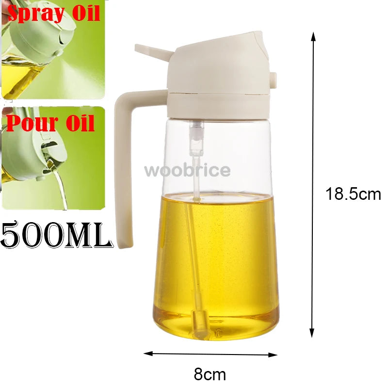 Dispensador de aceite en aerosol 2 en 1 para cocina, pulverizador de aceite o solo cepillo pulverizador para freír al aire, ensaladas, asar, cocinar en la cocina