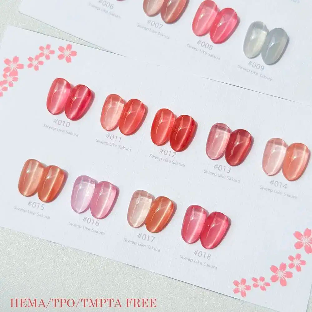 Juego de esmaltes de uñas en Gel de ojo de gato de cristal Sakura rosa, barniz de Gel LED UV magnético brillante semipermanente con tarjeta de Color