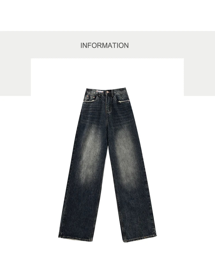 Ropa de calle Harajuku, moda Retro, pantalones vaqueros de cintura alta para mujer, pantalones vaqueros holgados rectos de pierna ancha Y2K, pantalones holgados